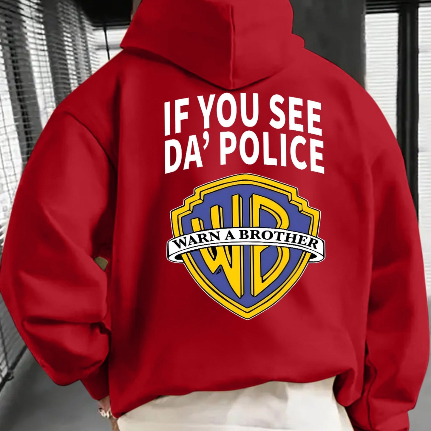 Men's Casual And Cozy Hoodies with Police Print - Trendy Long Sleeve Hooded Sweatshirt - Casual Versatile Top - For Autumn Winter - Perfect Gift for Men