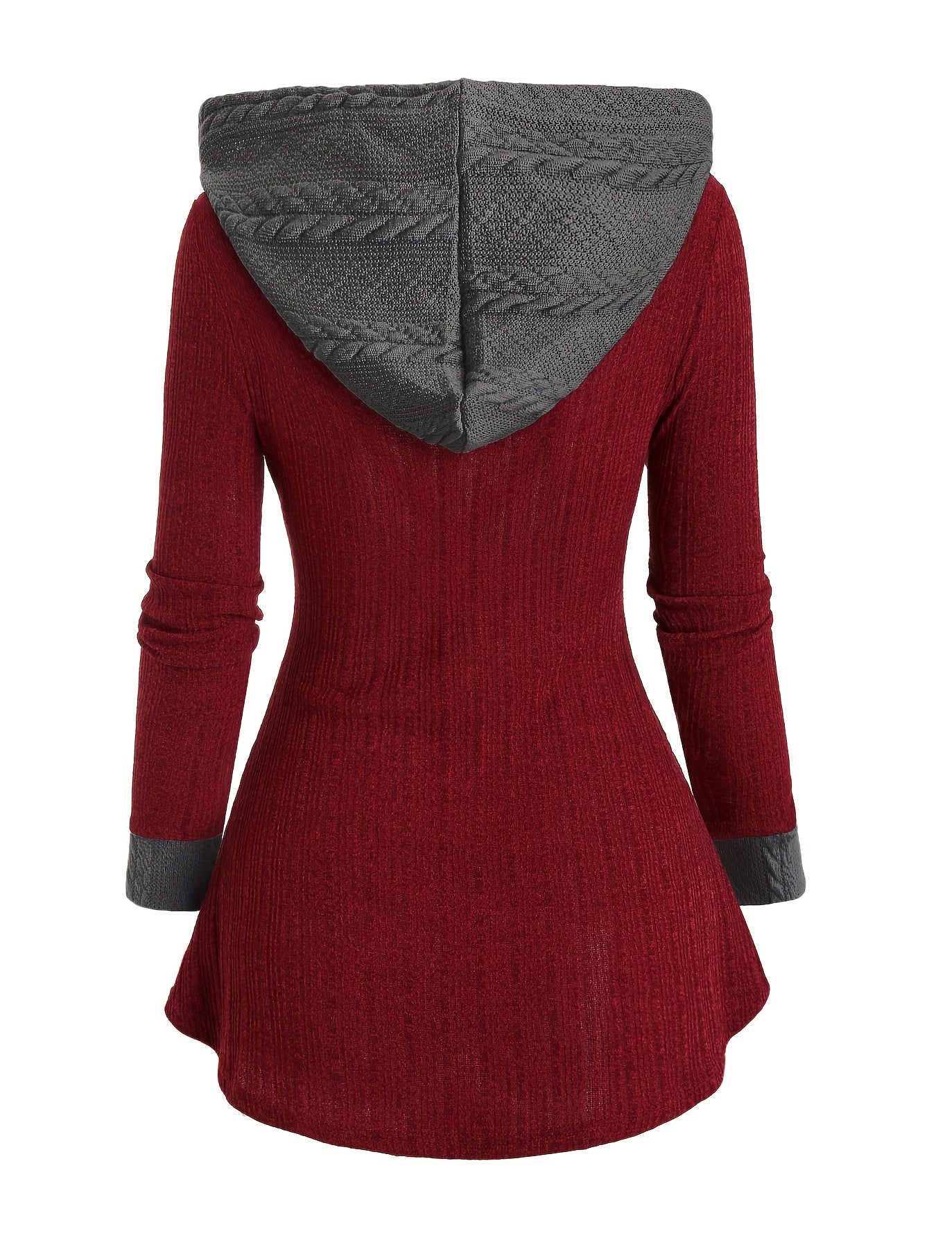 Color Block Zipper Hoodie, Casual Long Sleeve Drawstring Hoodies Sweatshirt, Women's Clothing