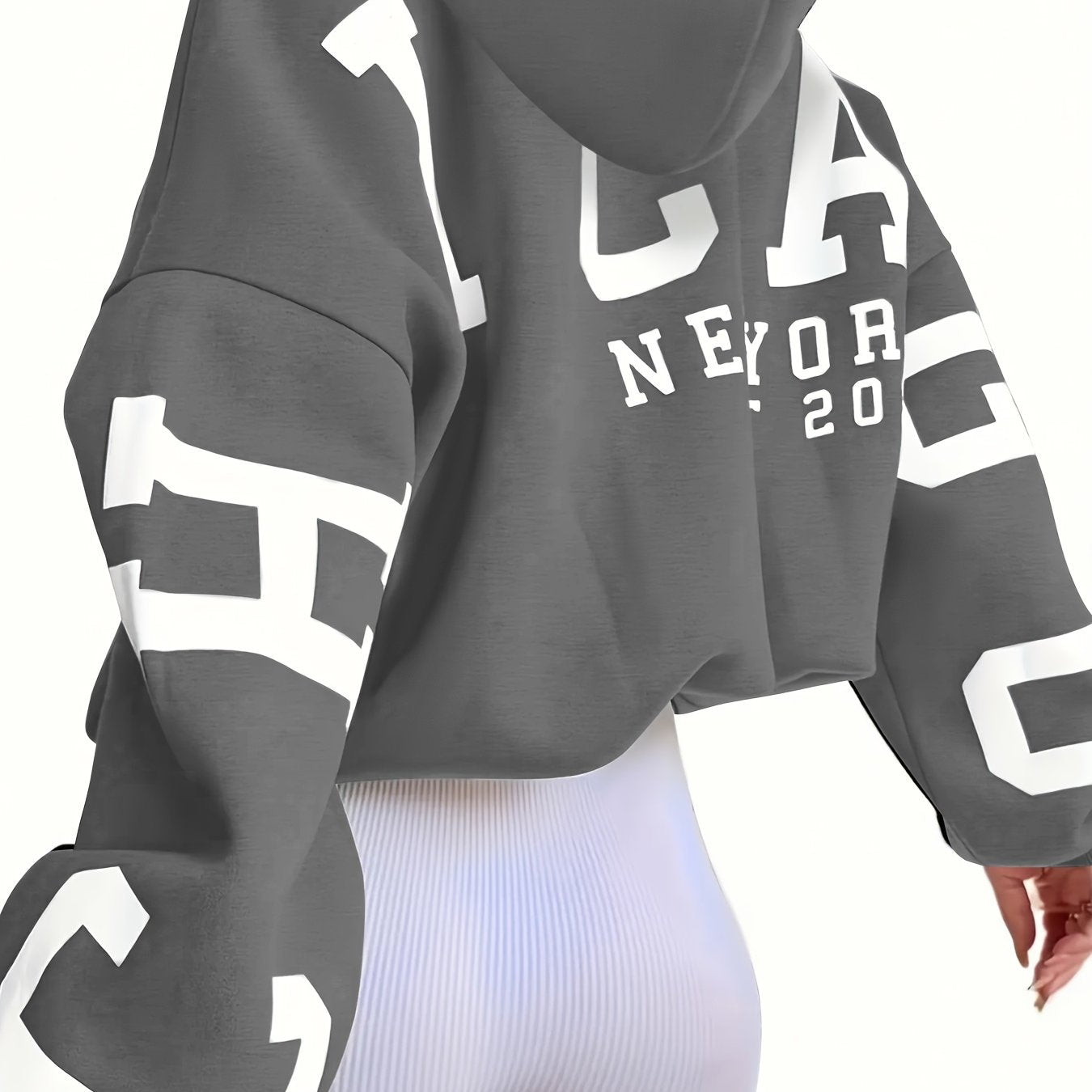 Letter Print Hoodie, Casual Drop Shoulder Long Sleeve Hoodies Sweatshirt, Women's Clothing