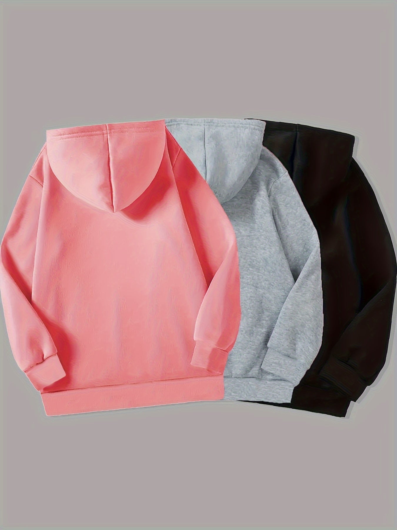 3pcs Cool Girl Portrait Print Hoodies for Girls - Cozy & Stylish Pullover Sweatshirts, Perfect for Fall/Winter, Middle And Large Sizes, Street Style, Conventional Version, Spring/Autumn