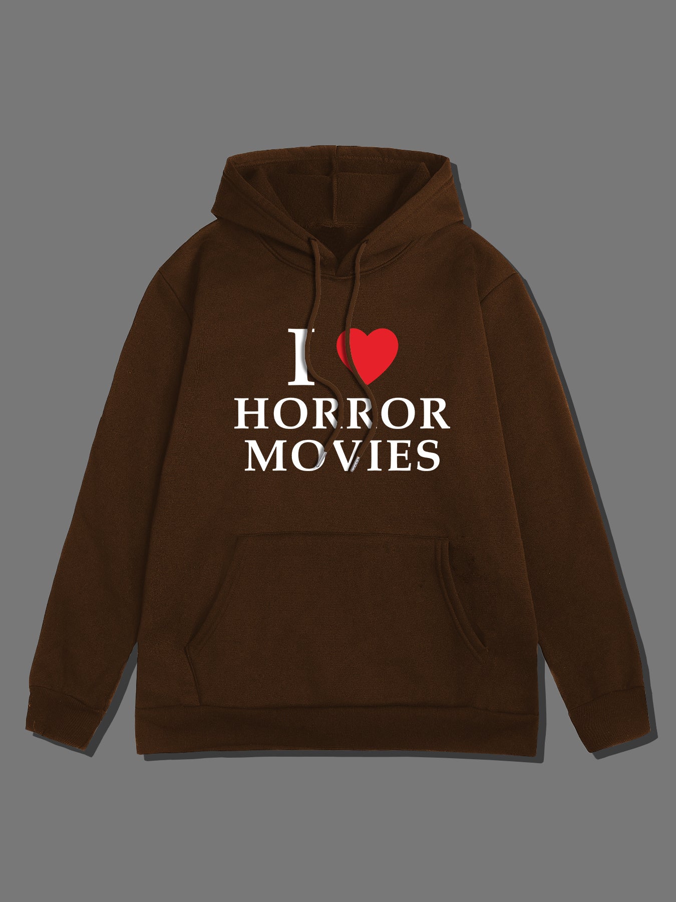 I LOVE HORROR MOVIES Print Hoodie, Cool Hoodies For Men, Men's Casual Pullover Hooded Sweatshirt With Kangaroo Pocket Streetwear For Winter Fall, As Gifts