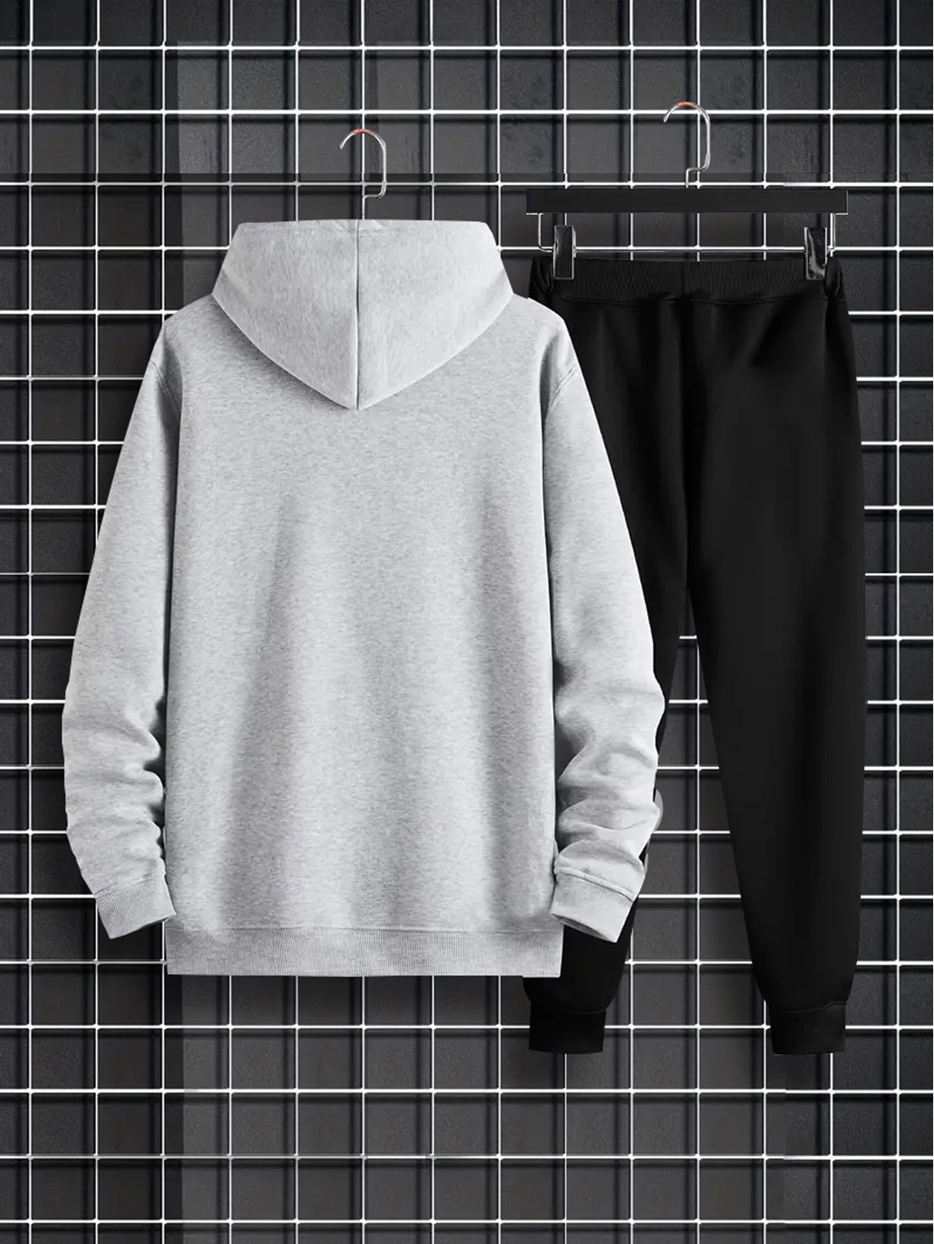 2pcs American Flag Print Men's Comfy Sports Set - Long Sleeve Hoodies with Kangaroo Pocket & Drawstring Sweatpants with Pockets - Casual, Trendy, Outdoor, and Soft Men's Clothing
