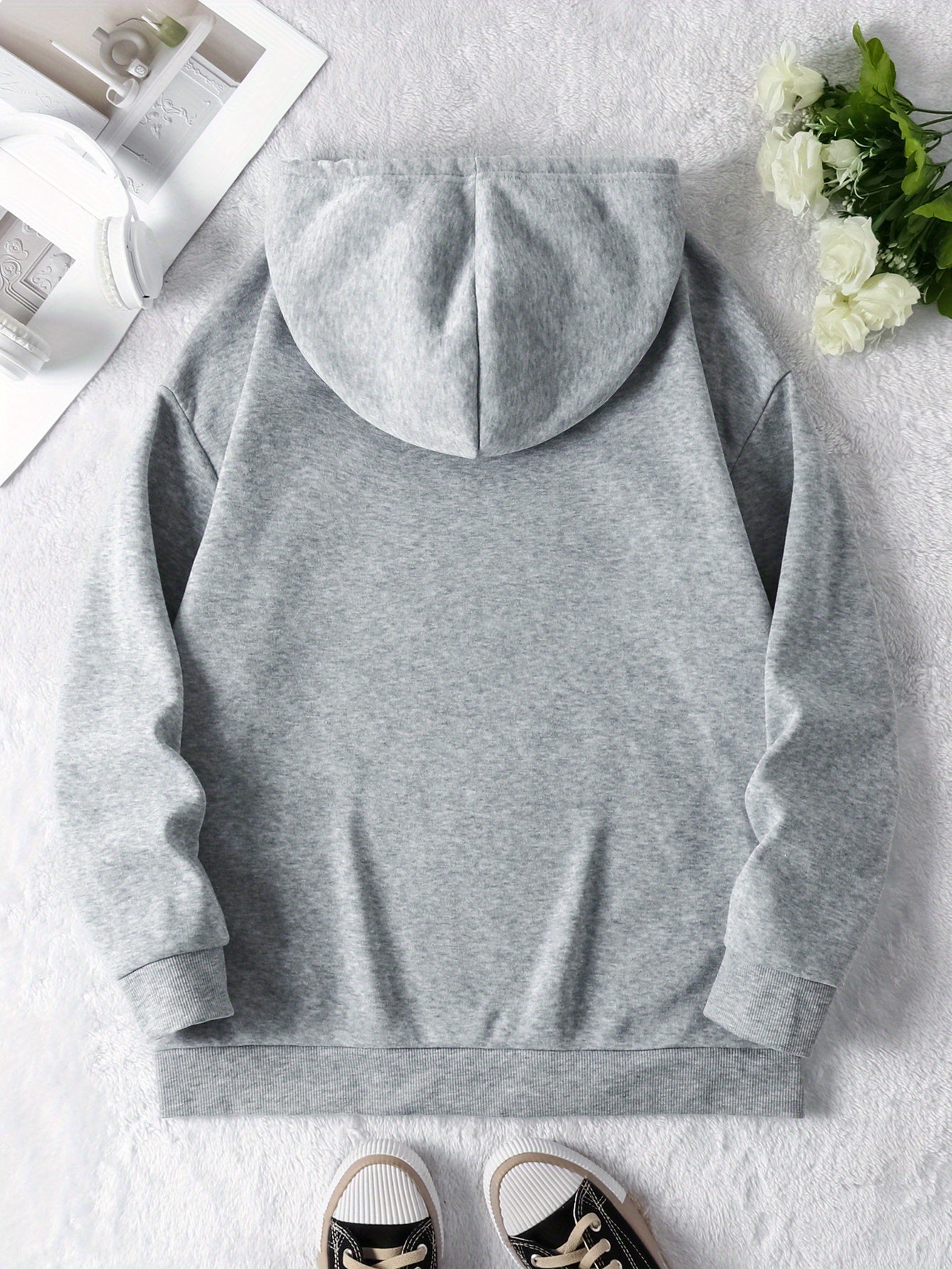 Casual Polyester Hoodies for Women with "IT IS WHAT IT IS" Letter Print - Knit Fabric Hooded Sweatshirt for Fall/Winter with Drawstring and Front Pocket