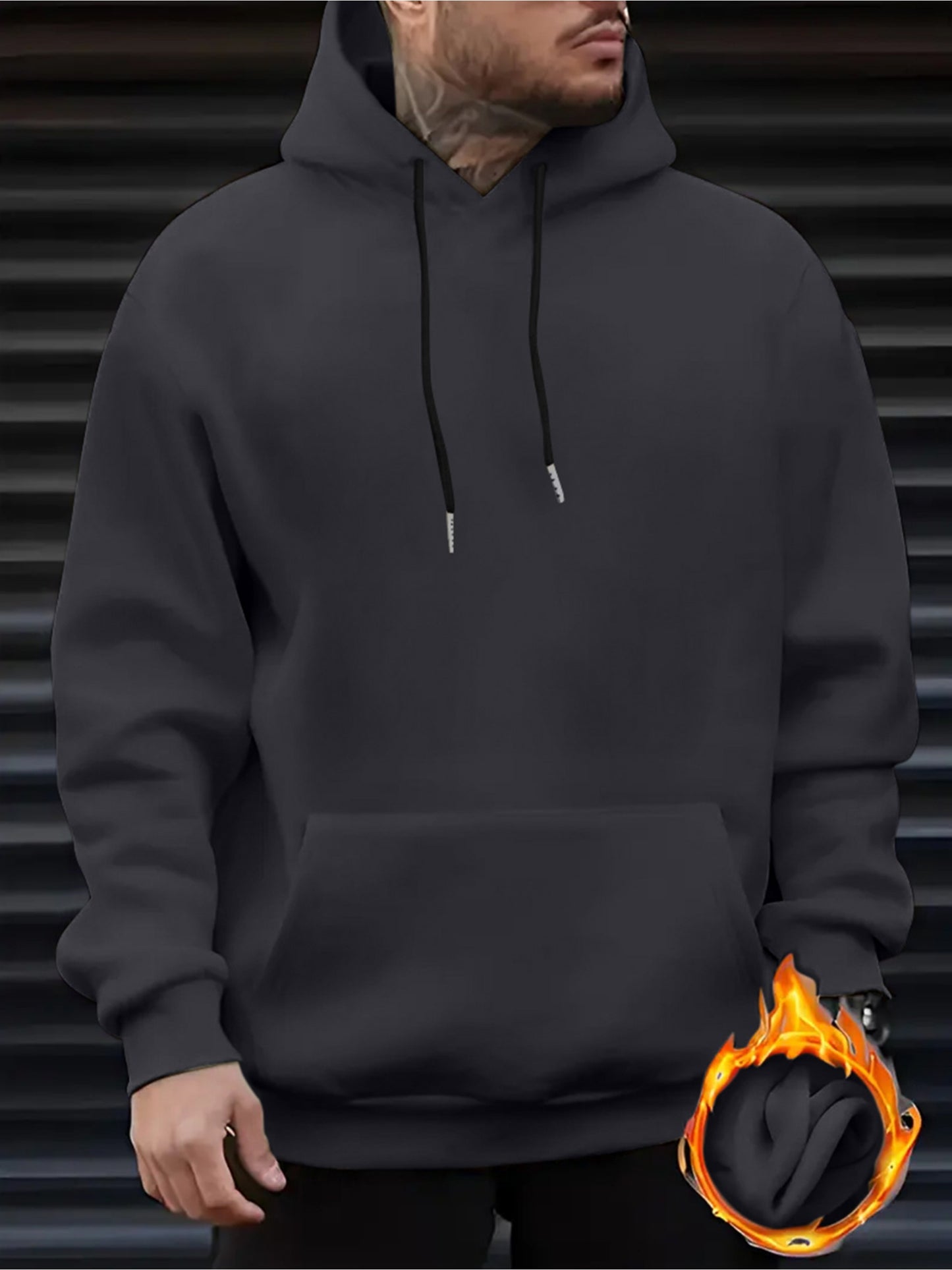 Men's Casual And Cozy Hoodies with Police Print - Trendy Long Sleeve Hooded Sweatshirt - Casual Versatile Top - For Autumn Winter - Perfect Gift for Men