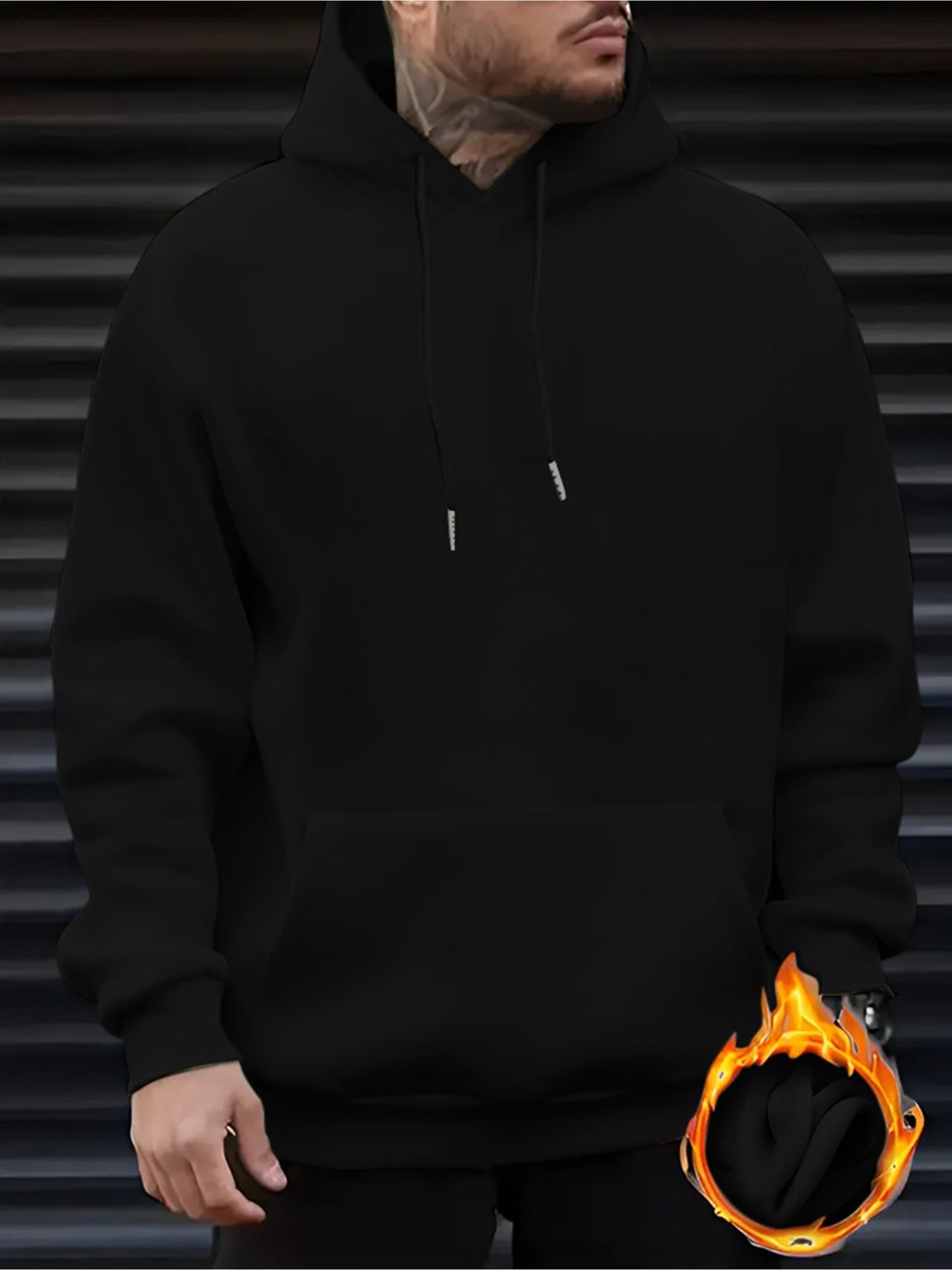 Men's Casual And Cozy Hoodies with Police Print - Trendy Long Sleeve Hooded Sweatshirt - Casual Versatile Top - For Autumn Winter - Perfect Gift for Men