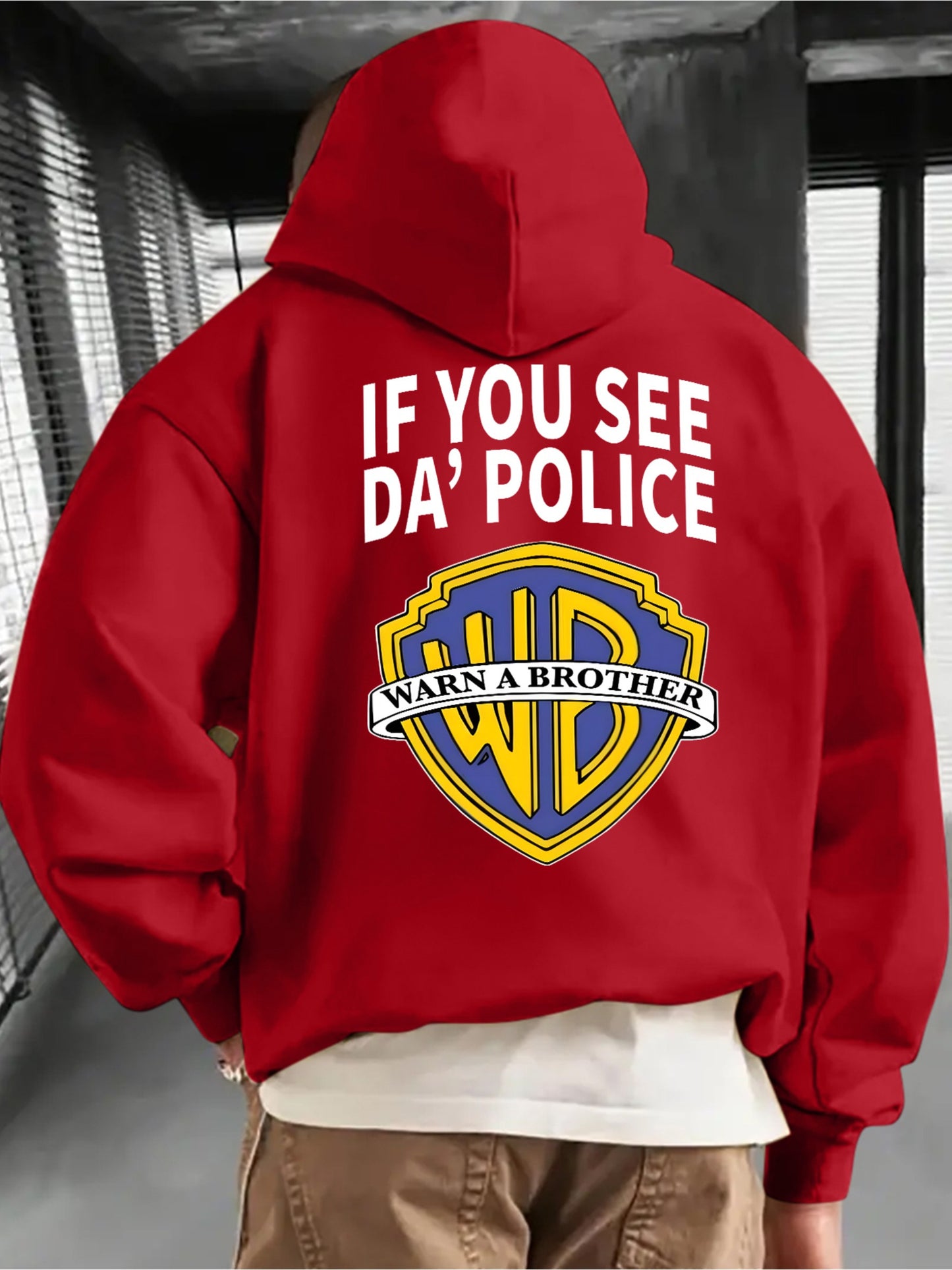 Men's Casual And Cozy Hoodies with Police Print - Trendy Long Sleeve Hooded Sweatshirt - Casual Versatile Top - For Autumn Winter - Perfect Gift for Men