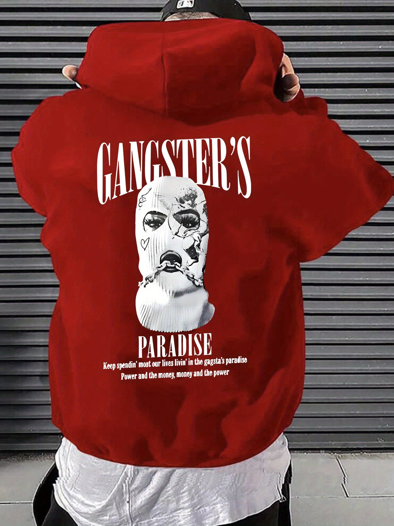 GANGSTER'S PARADISE fashion Print, Men's casual And Cozy Hoodies, Trendy Long Sleeve Hooded Sweatshirt, Casual versatile Top For Autumn Winter