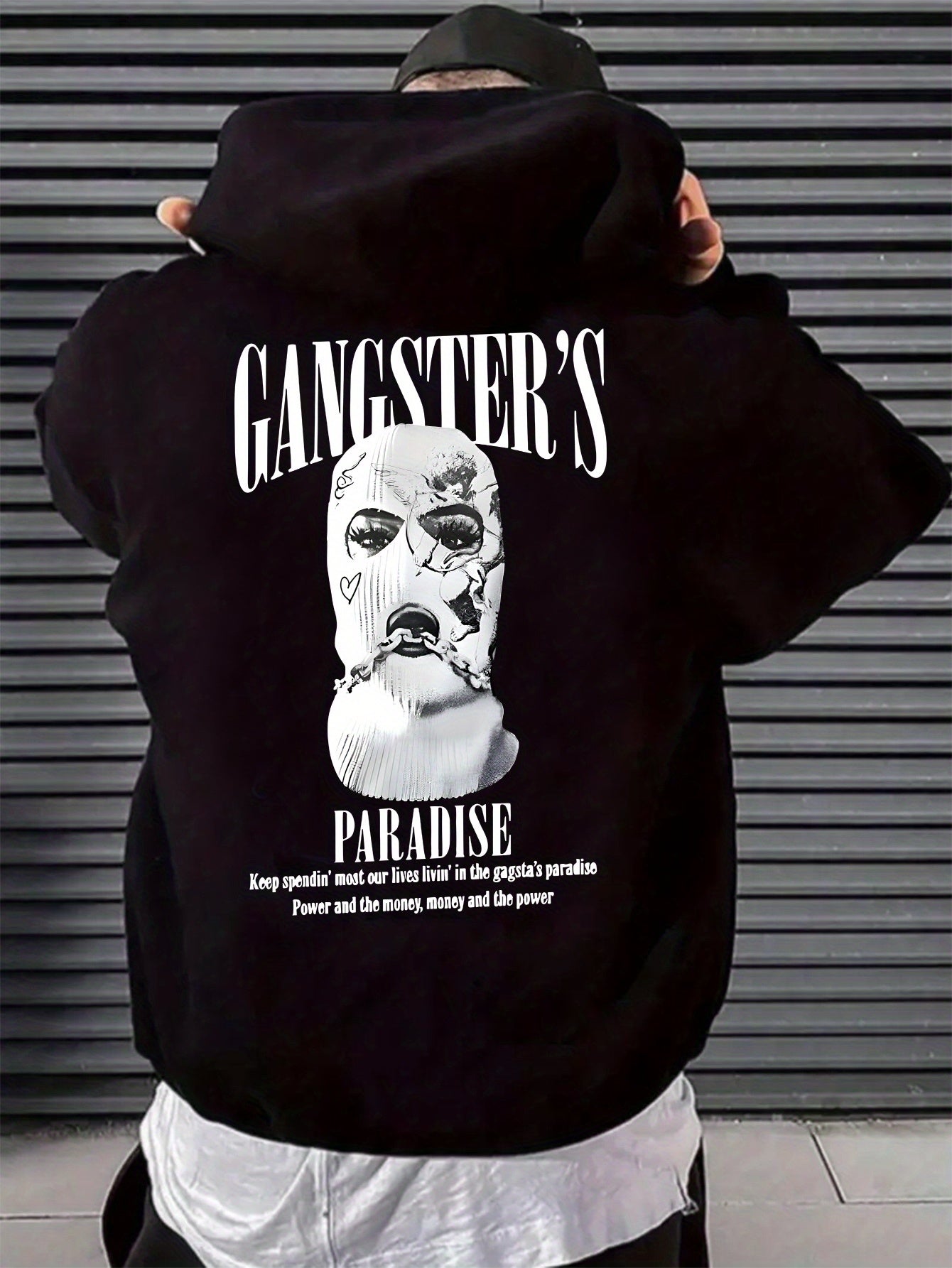 GANGSTER'S PARADISE fashion Print, Men's casual And Cozy Hoodies, Trendy Long Sleeve Hooded Sweatshirt, Casual versatile Top For Autumn Winter