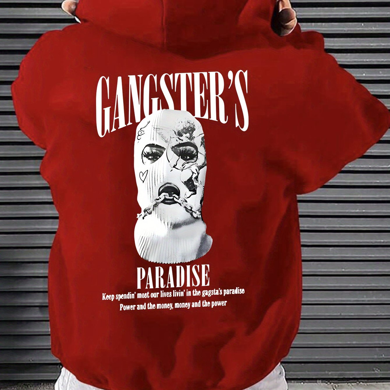 GANGSTER'S PARADISE fashion Print, Men's casual And Cozy Hoodies, Trendy Long Sleeve Hooded Sweatshirt, Casual versatile Top For Autumn Winter