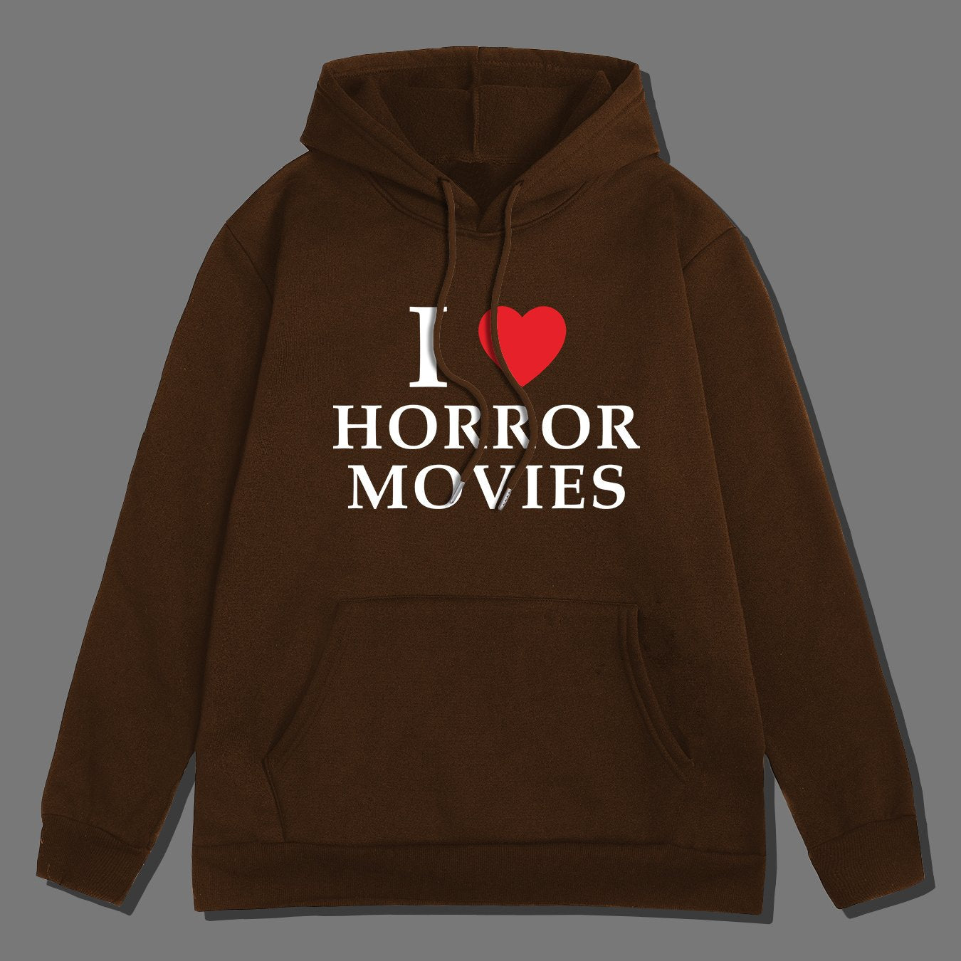 I LOVE HORROR MOVIES Print Hoodie, Cool Hoodies For Men, Men's Casual Pullover Hooded Sweatshirt With Kangaroo Pocket Streetwear For Winter Fall, As Gifts