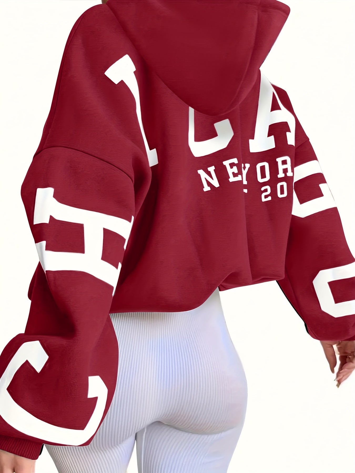 Letter Print Hoodie, Casual Drop Shoulder Long Sleeve Hoodies Sweatshirt, Women's Clothing
