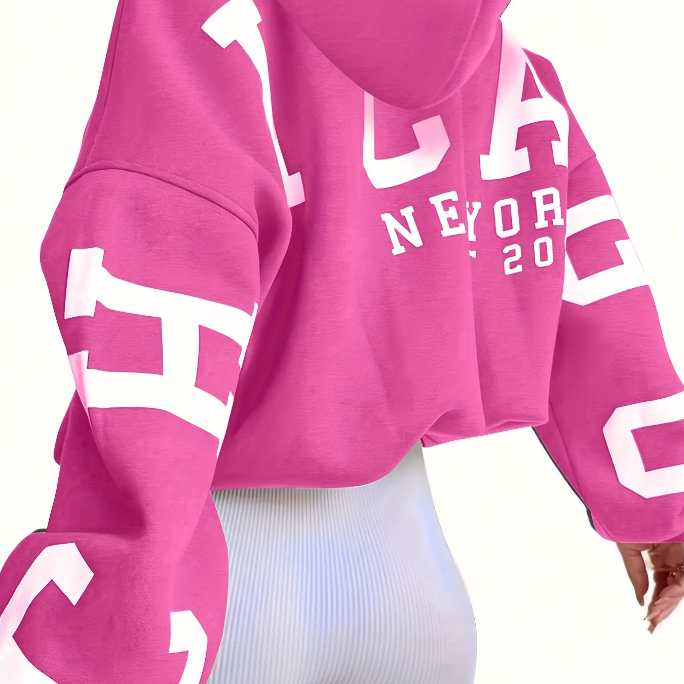 Letter Print Hoodie, Casual Drop Shoulder Long Sleeve Hoodies Sweatshirt, Women's Clothing