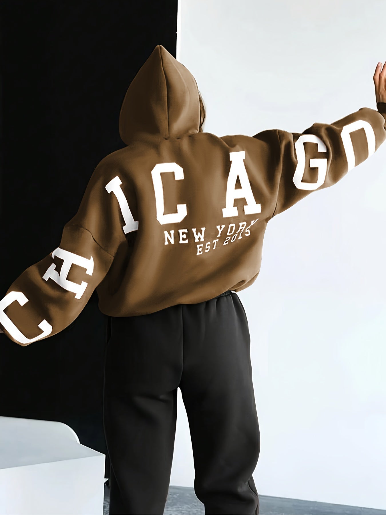 Letter Print Hoodie, Casual Drop Shoulder Long Sleeve Hoodies Sweatshirt, Women's Clothing