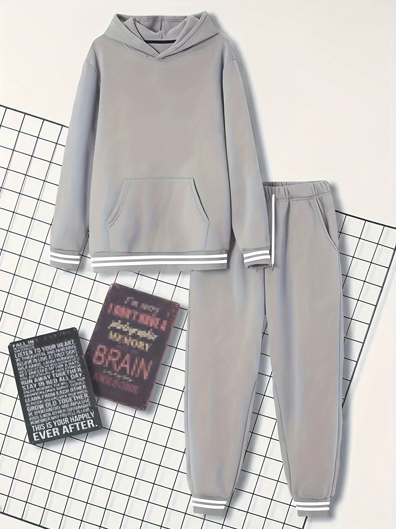 Men's 2Pcs Outfits, Casual Hoodies Long Sleeve Pullover Hooded Sweatshirt And Sweatpants Joggers Set For Spring Fall, Men's Clothing
