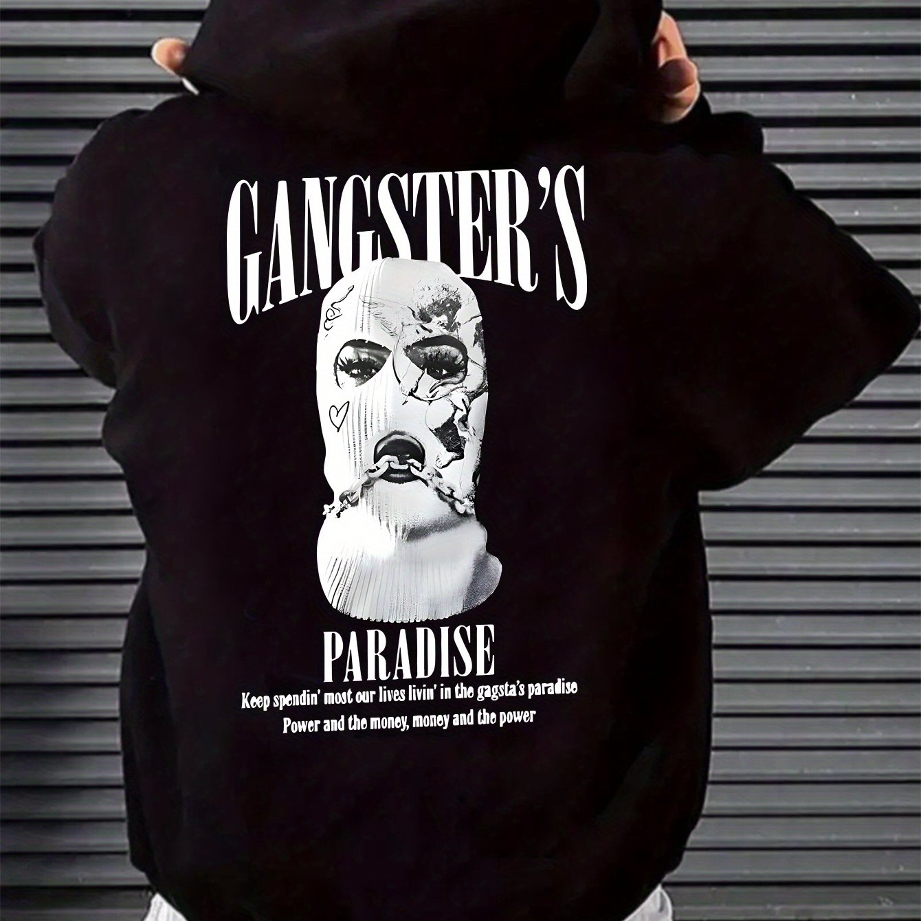 GANGSTER'S PARADISE fashion Print, Men's casual And Cozy Hoodies, Trendy Long Sleeve Hooded Sweatshirt, Casual versatile Top For Autumn Winter