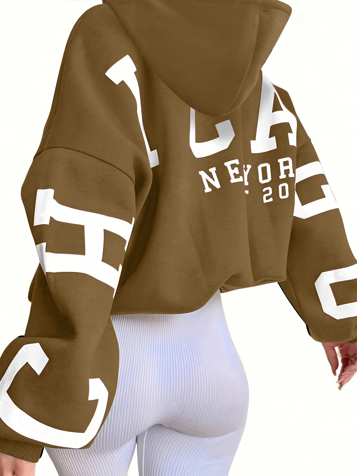 Letter Print Hoodie, Casual Drop Shoulder Long Sleeve Hoodies Sweatshirt, Women's Clothing