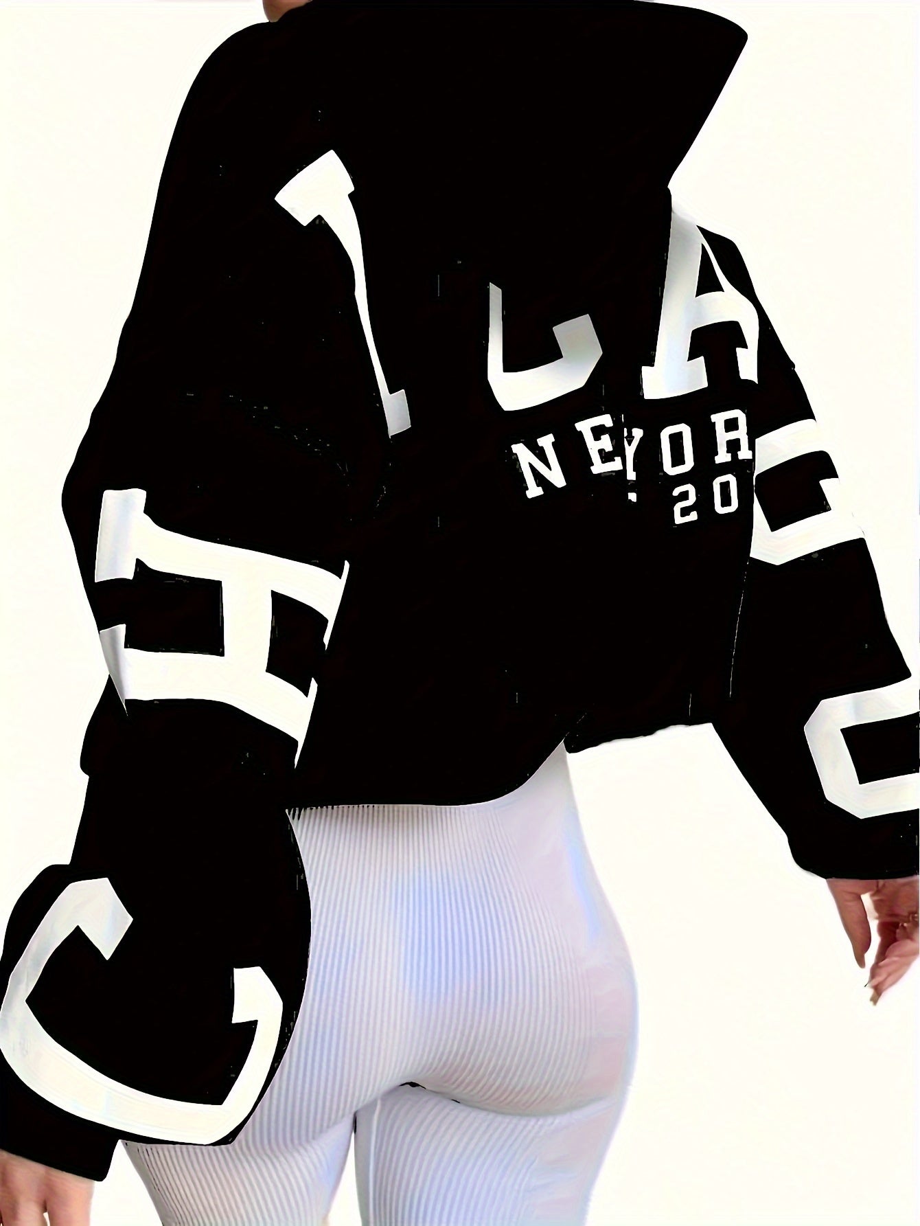 Letter Print Hoodie, Casual Drop Shoulder Long Sleeve Hoodies Sweatshirt, Women's Clothing