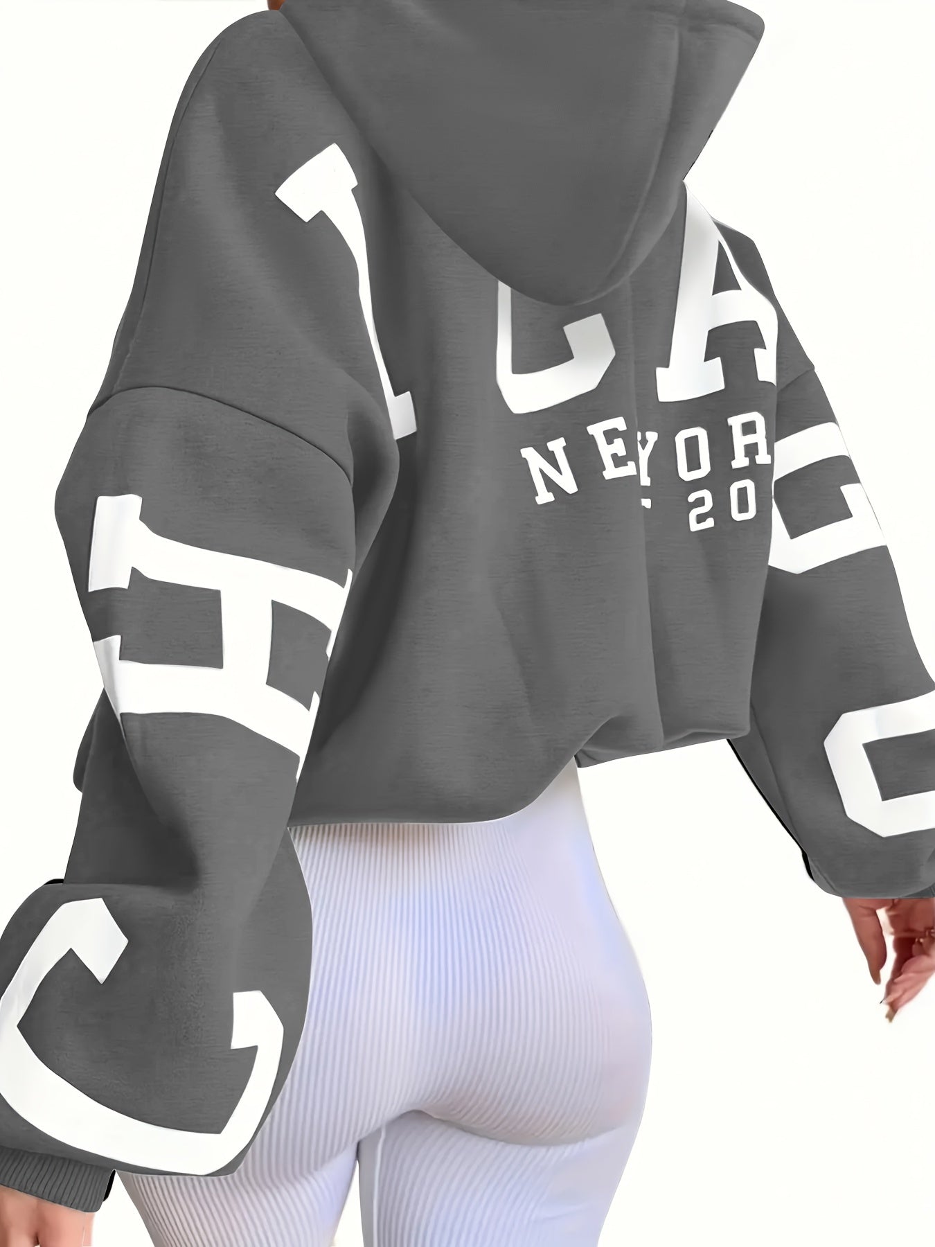 Letter Print Hoodie, Casual Drop Shoulder Long Sleeve Hoodies Sweatshirt, Women's Clothing