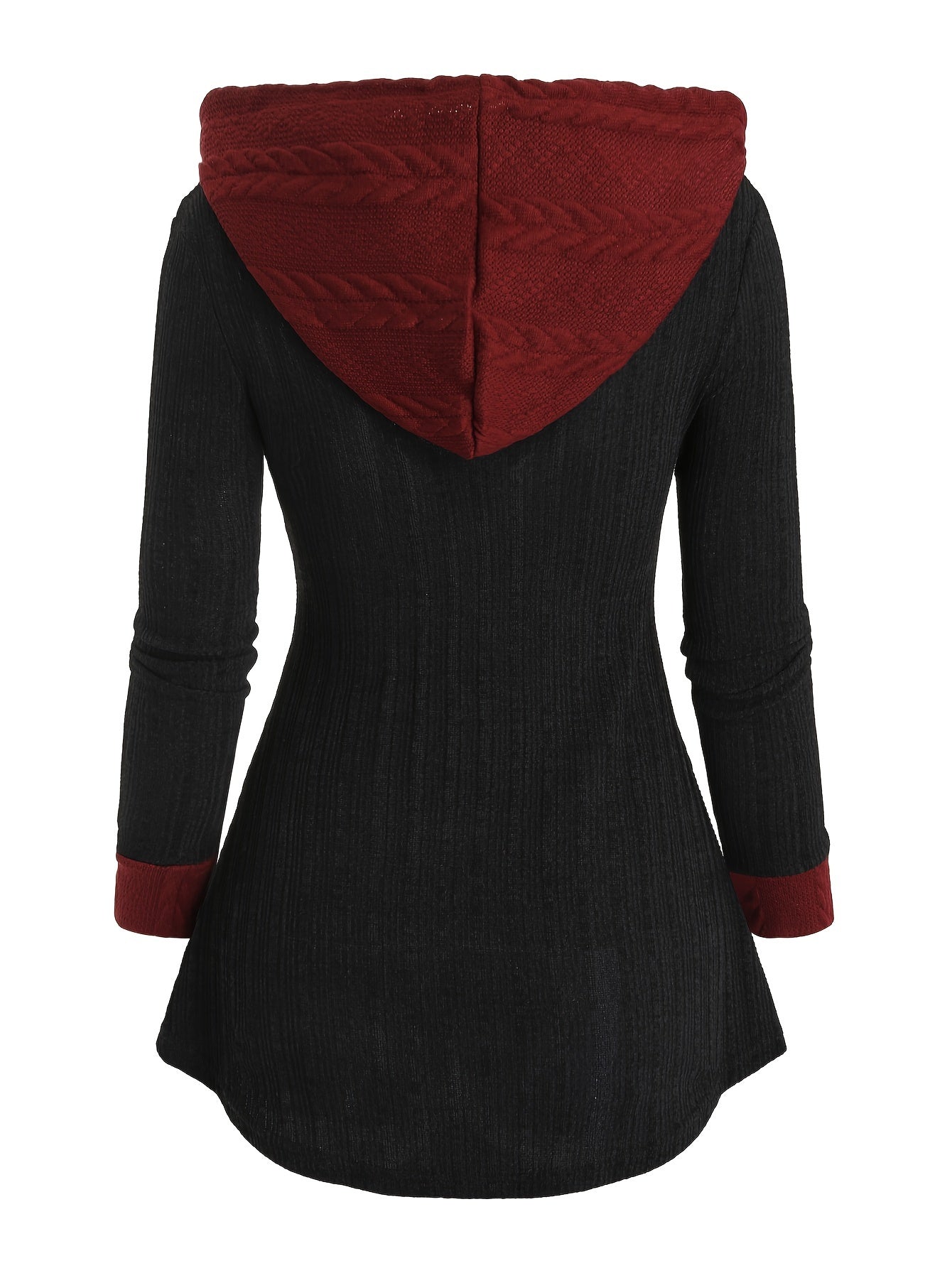 Color Block Zipper Hoodie, Casual Long Sleeve Drawstring Hoodies Sweatshirt, Women's Clothing
