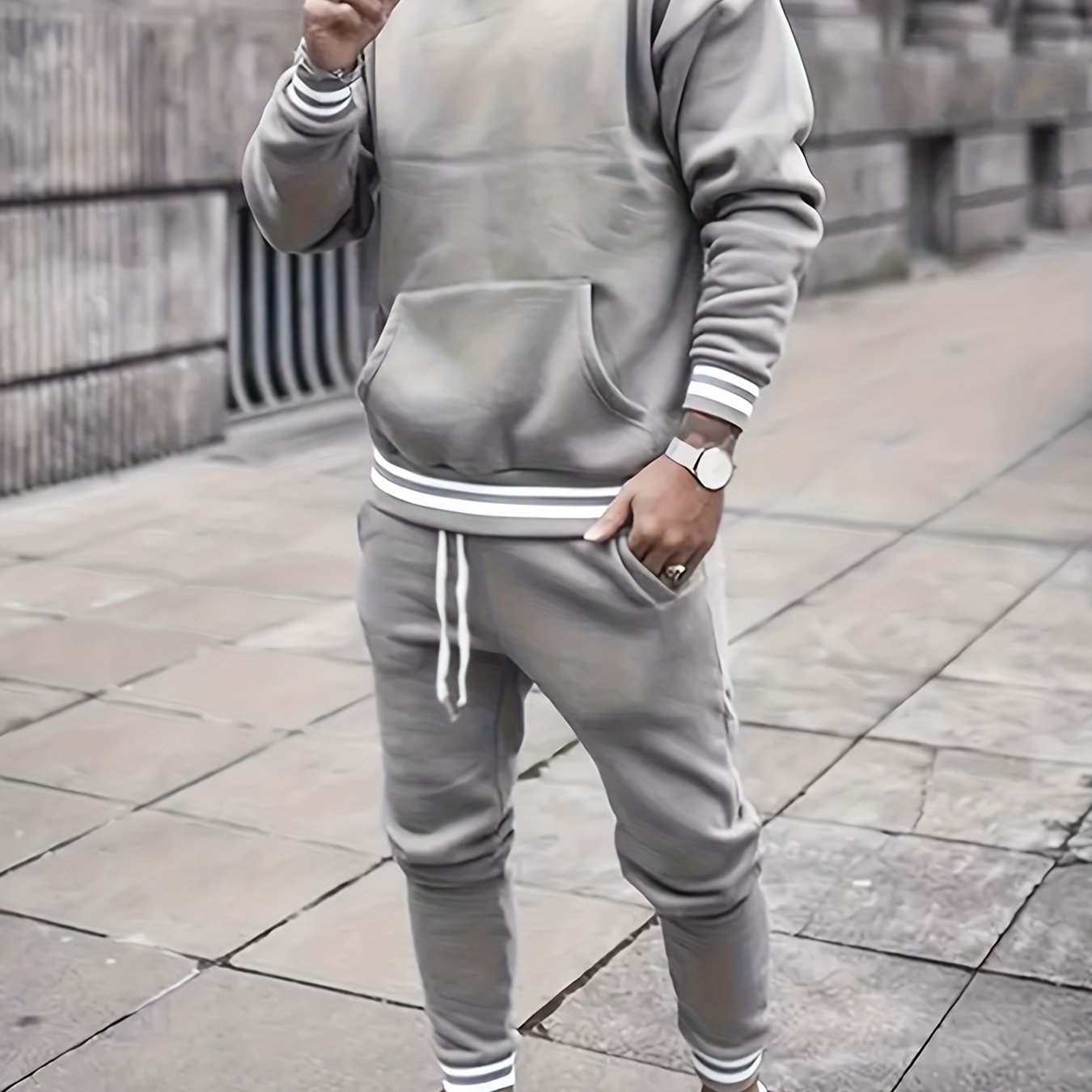 Men's 2Pcs Outfits, Casual Hoodies Long Sleeve Pullover Hooded Sweatshirt And Sweatpants Joggers Set For Spring Fall, Men's Clothing