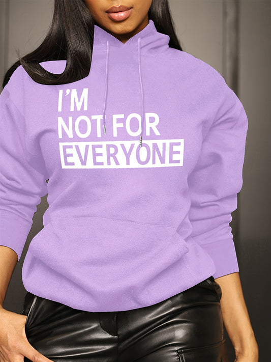 Letter Print Kangaroo Pocket Hoodie, Casual Long Sleeve Drawstring Hoodies Sweatshirt, Women's Clothing