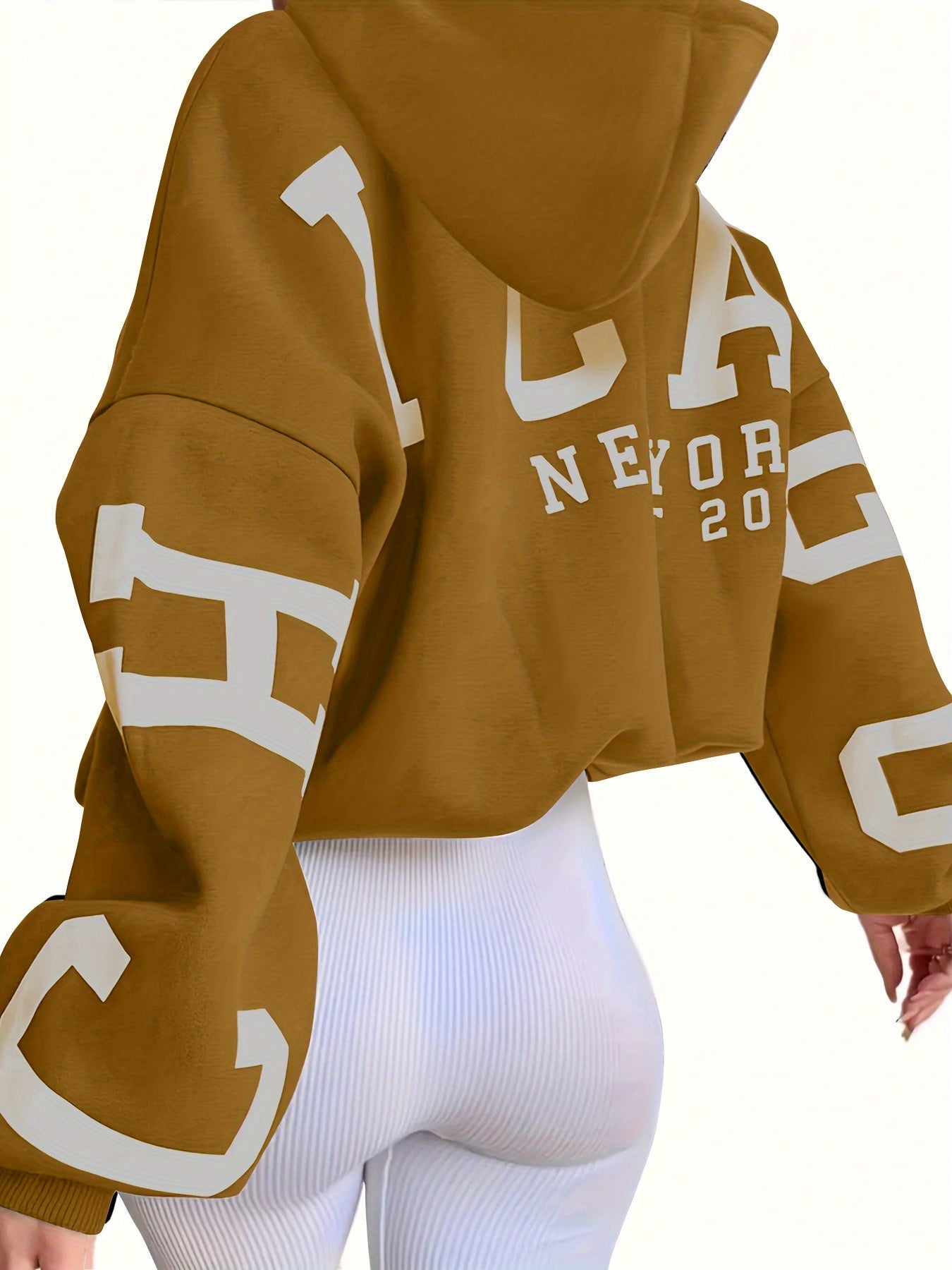 Letter Print Hoodie, Casual Drop Shoulder Long Sleeve Hoodies Sweatshirt, Women's Clothing