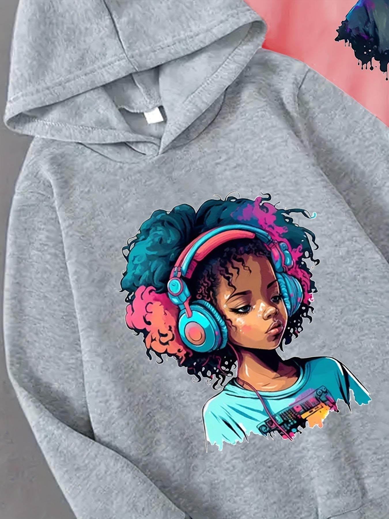 3pcs Cool Girl Portrait Print Hoodies for Girls - Cozy & Stylish Pullover Sweatshirts, Perfect for Fall/Winter, Middle And Large Sizes, Street Style, Conventional Version, Spring/Autumn