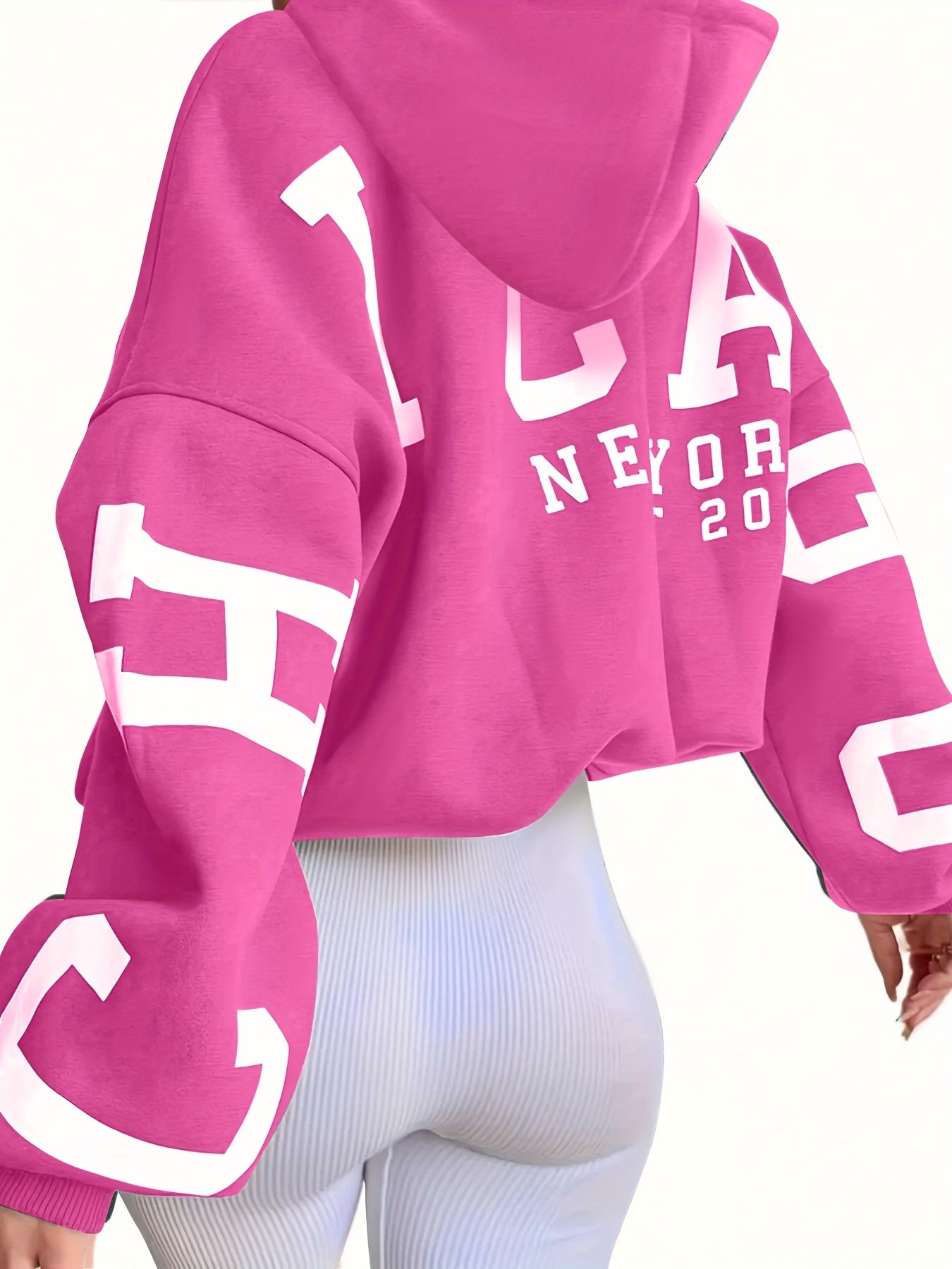 Letter Print Hoodie, Casual Drop Shoulder Long Sleeve Hoodies Sweatshirt, Women's Clothing
